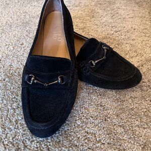 Franco Sarto Suede Black Flats/Loafer - Size 8.5